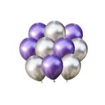 Gümüş-mor Krom Balon 10 Adet