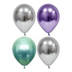 Gümüş-mor-yeşil Krom Balon 10 Adet