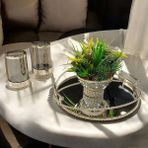 Gümüş Motifli 4 Parça Jardinyer Set