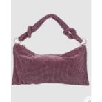Gümüş Omuz Çantası, Omuz Çantası, Metal Örme Çanta, Crossbody Dikdörtgen Kore Tarzı Yumuşak Omuz Bolsa Feminina Çantası, Gümüş - 20x13 - Pembe