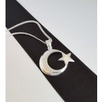 Gümüş Pazarım Ay Yıldız Motifli Gümüş Erkek Kolyesi