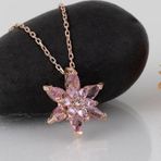 Gümüş Pazarım Pembe Renkli Lotus Çiçeği Gümüş Kolye