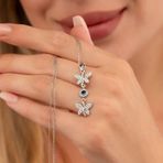 Gümüş Pazarım Safir Taşlı Kelebek Motifli Gümüş Kolye