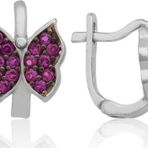 Gümüş Pembe Kelebek Çocuk Küpesi SL1350