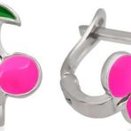 Gümüş Pembe Kiraz Çocuk Küpesi SL3577