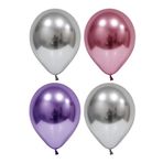 Gümüş-pembe-mor Krom Balon 40 Adet
