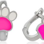 Gümüş Pembe Pati Çocuk Küpesi SL7246