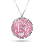 Gümüş Pembe Sedef Taşlı Anne Çocuk Sevgisi Kolye SL12082