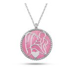 Gümüş Pembe Sedef Taşlı Anne Çocuk Sevgisi Kolye