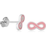 Gümüş Pembe Sonsuzluk Çivili Küpe SL4440