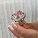 Gümüş Pembe Zirkon Taşlı Kadın Yüzük Sl8250