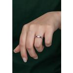 Gümüş Prenses Yüzük. Renkli Taşlı Ayarlanabilir Ölçü. Rose Gold Kaplama 925 Ayar Gümüş