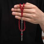 Gümüş Püskül Sıkma Kehribar Tesbih MKTB-T8780