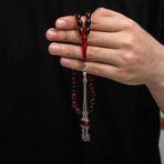 Gümüş Püskül Sıkma Kehribar Tesbih SL7431