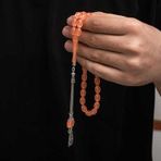Gümüş Püskül Sıkma Kehribar Tesbih SL7433