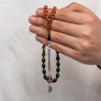 Gümüş Püskül Sıkma Kehribar Tesbih T8882 SL8136