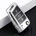 Gümüş Rengi Volkswagen Mk7 Gtı 7 Golf 7 Golf R Skoda Octavia A7 Seat Araba Tpu Katlanabilir Anahtar Kılıfı Çanta Kılıf Tutucu Koruyucu Anahtarlık (Yurt Dışından) - araba anahtarı kapağı