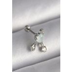 Gümüş Renk Beyaz Minelik Kalp Sallantı Zirkon Taş Detay Tragus Piercing - Ebj241123w29380