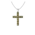 Gümüş Renk Değiştiren Kare Taşlı Cross Kolye