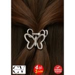 Gümüş Renk Kelebek Mandal Toka 4 cm Küçük Boy - Şık ve Dayanıklı - Standart