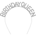 Gümüş Renk Kristal Taşlı Parlak Birthday Queen Yazılı Kraliçe Taç 16X17 cm - Standart - Çok Renkli