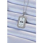 Gümüş Renk Mineli Zirkon Taşlı Göz Figür Tarot Kolye - Ebj240920w28154