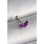 Gümüş Renk Mor Kelebek Model Tragus Piercing - EBJ241123W29438 PR1287