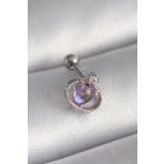 Gümüş Renk Mor Mineli Kalp Zirkon Taş Detay Tragus Piercing - Ebj241123w29424