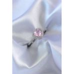 Gümüş Renk Pembe Zirkon Taşlı Charm Model Pirinç Kadın Yüzük - Tj-Byk2617