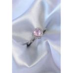 Gümüş Renk Pembe Zirkon Taşlı Kalp Charm Model Pirinç Kadın Yüzük - Tj-Byk2617 Tg-1395 340862