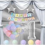 Gümüş Renk Yıldız Folyo Balon Seti 1 Yaş
