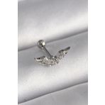 Gümüş Renk Zirkon Taş Detay Kanat Model Tragus Piercing - EBJ241123W29442