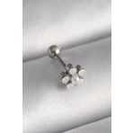 Gümüş Renk Zirkon Taşlı Çiçek Model Tragus Piercing - EBJ241123W29434