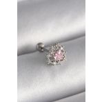 Gümüş Renk Zirkon Taşlı Kalp Tragus Piercing - EBJ241123W29382