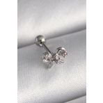 Gümüş Renk Zirkon Taşlı Kurdele Tragus Piercing - Ebj241123w29416