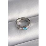 Gümüş Renk Zirkon Taşlı Mavi Boncuk Detay Tragus Piercing - EBJ241123W29476