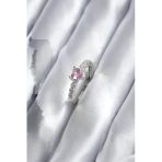 Gümüş Renk Zirkon Taşlı Pembe Kristal Model Kadın Yüzük - Tj-Byk2851