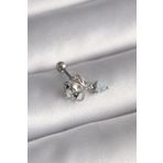 Gümüş Renk Zirkon Taşlı Sallantı Kalp Detay Tragus Piercing - EBJ241123W29512