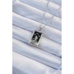 Gümüş Renk Zirkon Taşlı Siyah Mineli Kız Figürlü Tarot Kolye - Ebj240920w28212