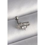 Gümüş Renk Zirkon Taşlı Toplu İğne Tragus Piercing - EBJ241123W29426 PR1275