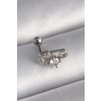 Gümüş Renk Zirkon Taşlı Toplu İğne Tragus Piercing - Ebj241123w29426