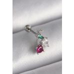 Gümüş Renk Zirkon Taşlı Tragus Piercing - EBJ241123W29378