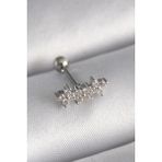 Gümüş Renk Zirkon Taşlı Yonca Tragus Piercing - EBJ241123W29406