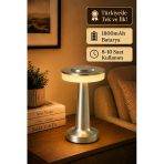 Gümüş Renkli Dokunmatik Şarjlı Masa Lambası Dim Edilebilir Kablosuz Modern Abajur