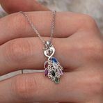 Gümüş Renkli Taşlı Tavus Kuşu Kadın Kolye SL9965