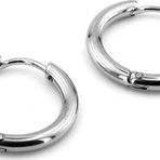 Gümüş Renkli Yuvarlak Hatlı 19mm Çap Çelik Halka Erkek Küpe ER001