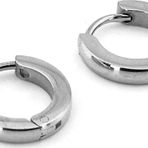 Gümüş Renkli Yuvarlak Kesim 13mm Çap Çelik Halka Erkek Küpe ER002