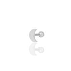 Gümüş rodyumlu hilal modeli Tragus helix Piercing küpe SGTL12316RODAJ