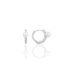 Gümüş rodyumlu inci ve zirkon taşlı halka küpe