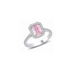 Gumus Rodyumlu Pirlanta Monturlu Pembe Baget Tasli Yuzuk Sgtl10674pembe